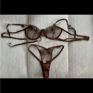 Elegant Brown Lace Lingerie Set